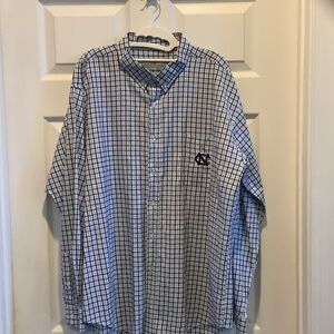 Casual Blue UNC Tar‎ Heels Checkered long sleeve Button-Down Shirt